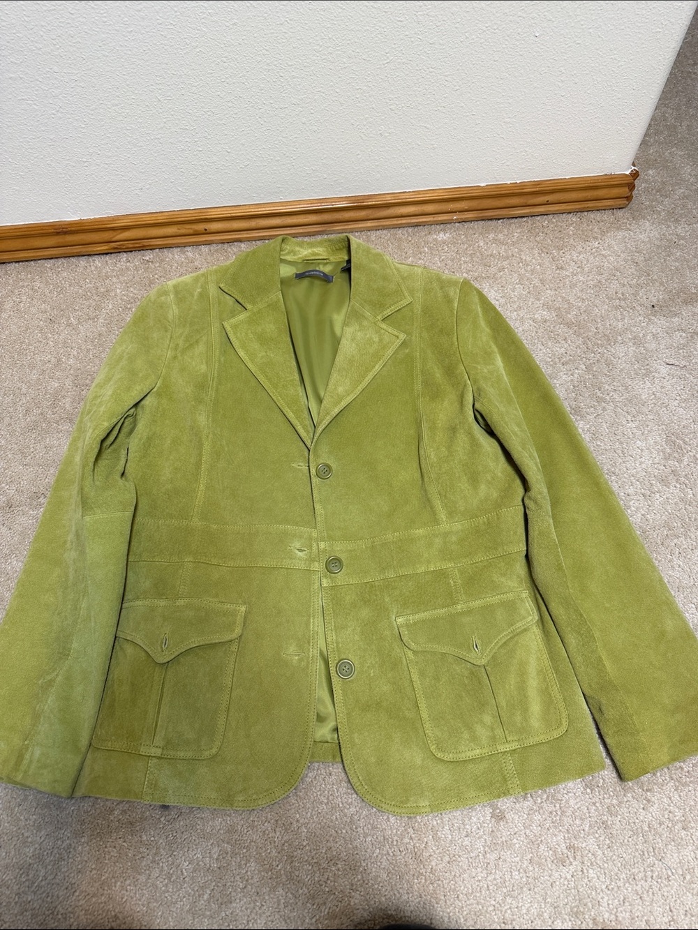 Suede Blazer Jacket - Olive Green